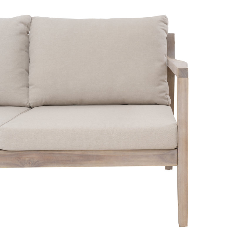Causeuse d'extérieur en bois massif de 54 po Amina, Beige