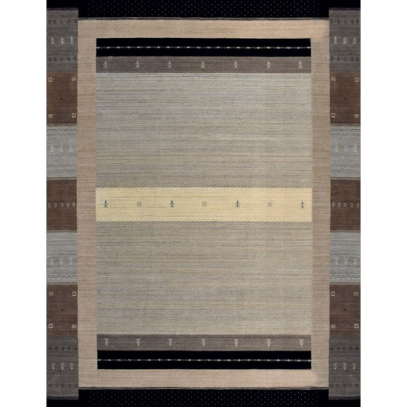 Tapis beige et rouille noué à la main de haute qualité, Rectangle 10 pi x 14 pi