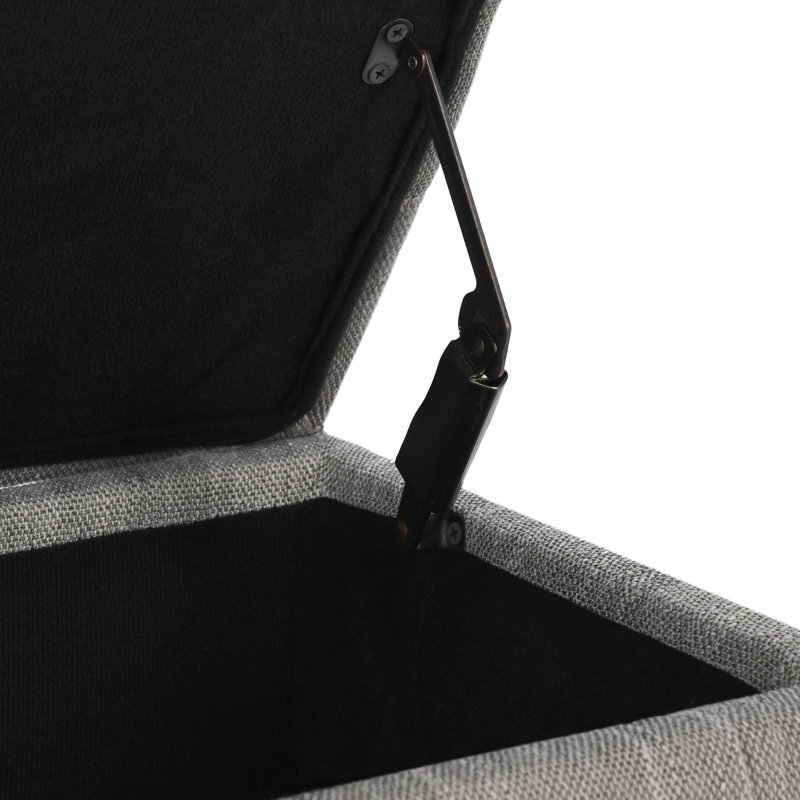 Louise Upholstered Storage Bench, Gray Basketweave