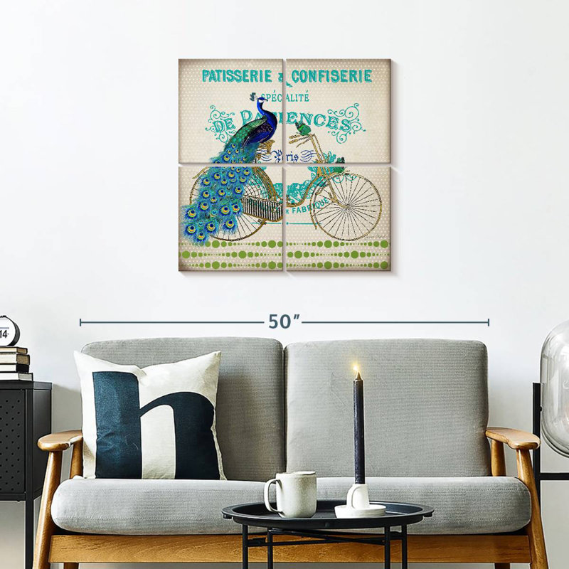Tergel Peacock On Bicycle III, 26" H x 26" W