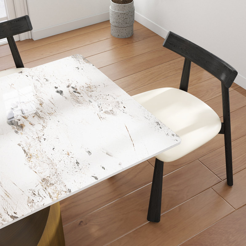 Ensemble de table de salle à manger 5 pièces, Pandora, Beige/noir, Doré