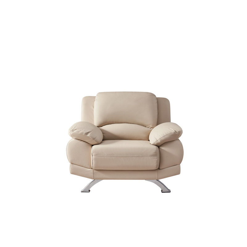 Fauteuil de 43 po de largeur, Cuir véritable beige