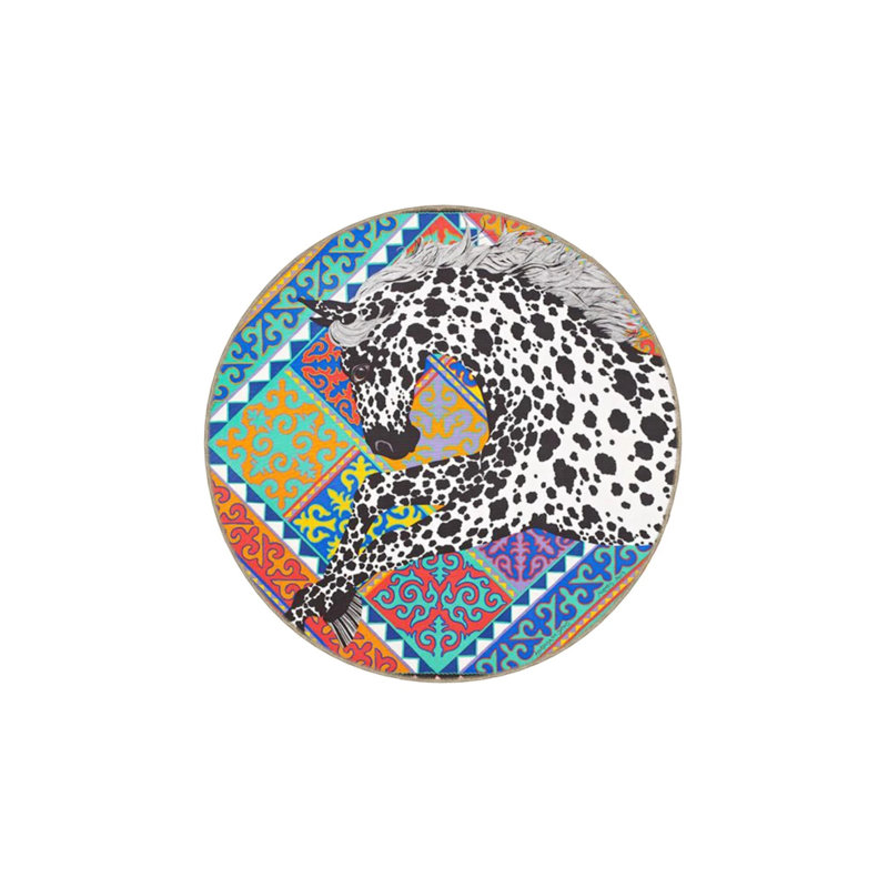 Tapis décoratif géométrique de couleur bleue, Rond 5 pi