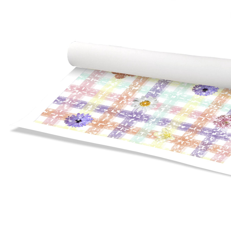 Impression sur papier à carreaux unique avec fleurs, H 40 po x l 28 po x P 1 po, Papier