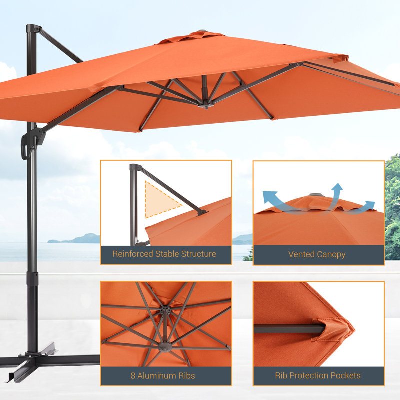 Parasol Deazia 120 avec contrepoids inclus, Rouge rouille