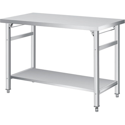 Table pliante en acier inoxydable, table de travail NSF 920LB avec tablette inférieure pour la cuisine