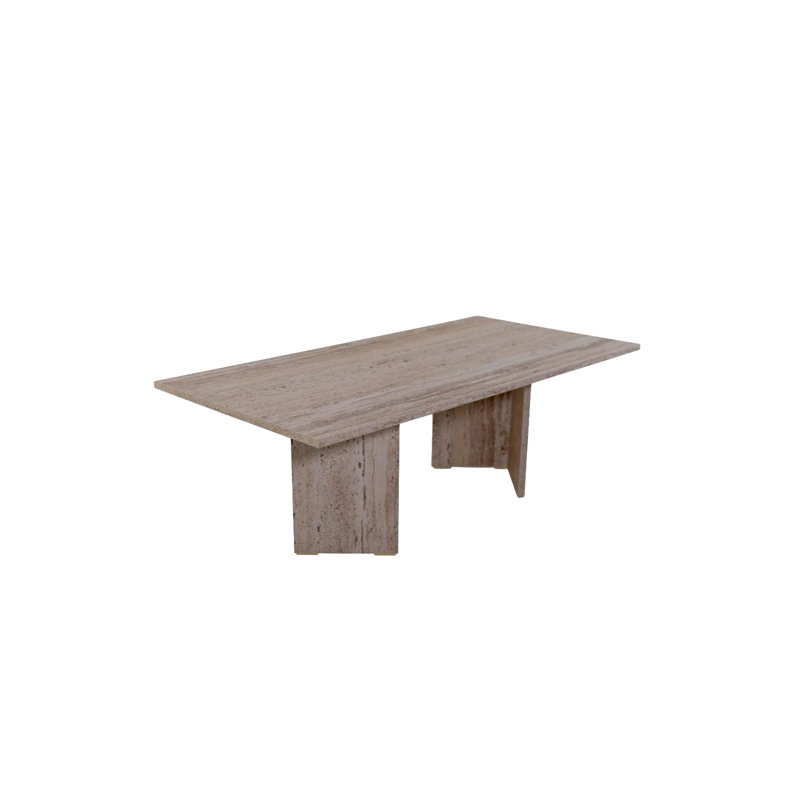 Rectangular Slab-Base Coffee Table, Travertine, Beige
