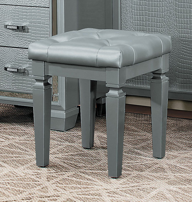 Tabouret de coiffeuse Swanscombe Wodden, Gris
