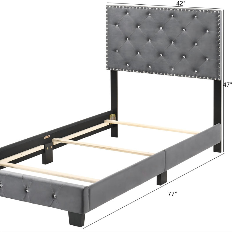 Charmant lit simple avec rangement, Gris