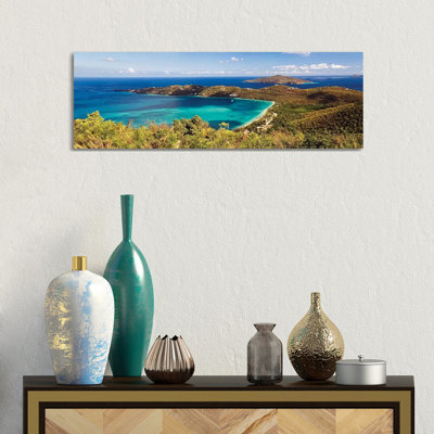 Panoramic Aerial View of Magens Bay, St Thomas, Us Virgin Islands 1 Piece Wrapped Canvas Panoramic Wall Art