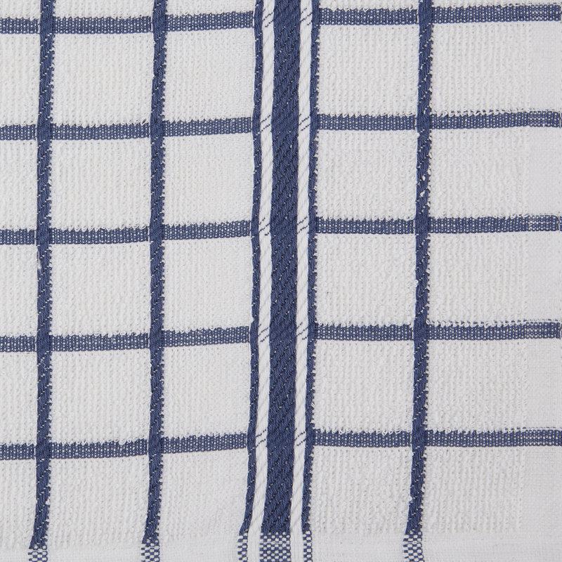 Terry Checkered Tea Towel Kitchen Towel, French Blue