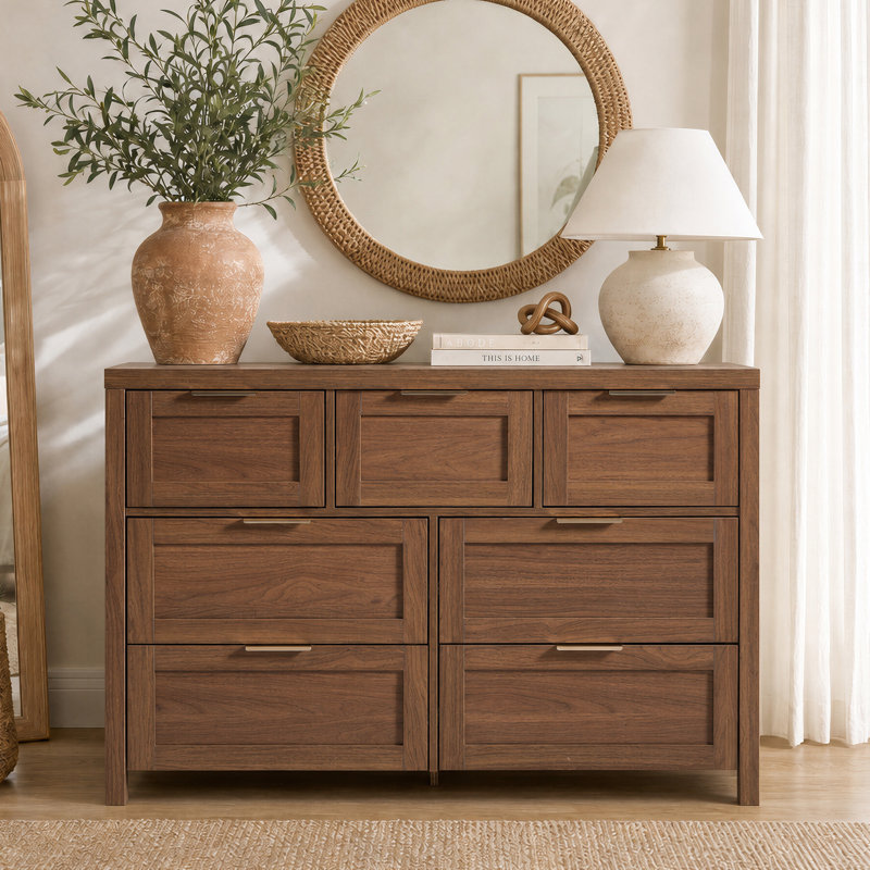 Commode 7 tiroirs Allenside, Noyer spécial
