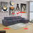 Liam 138" Wide Dark Grey Microfiber Reversible Modular Sectional