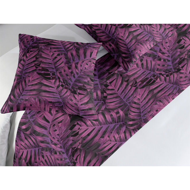 Ensemble de chemin de lit Ambesonne Monstera Leaves Boho Palm Leaves Fuchsia, Très grand lit