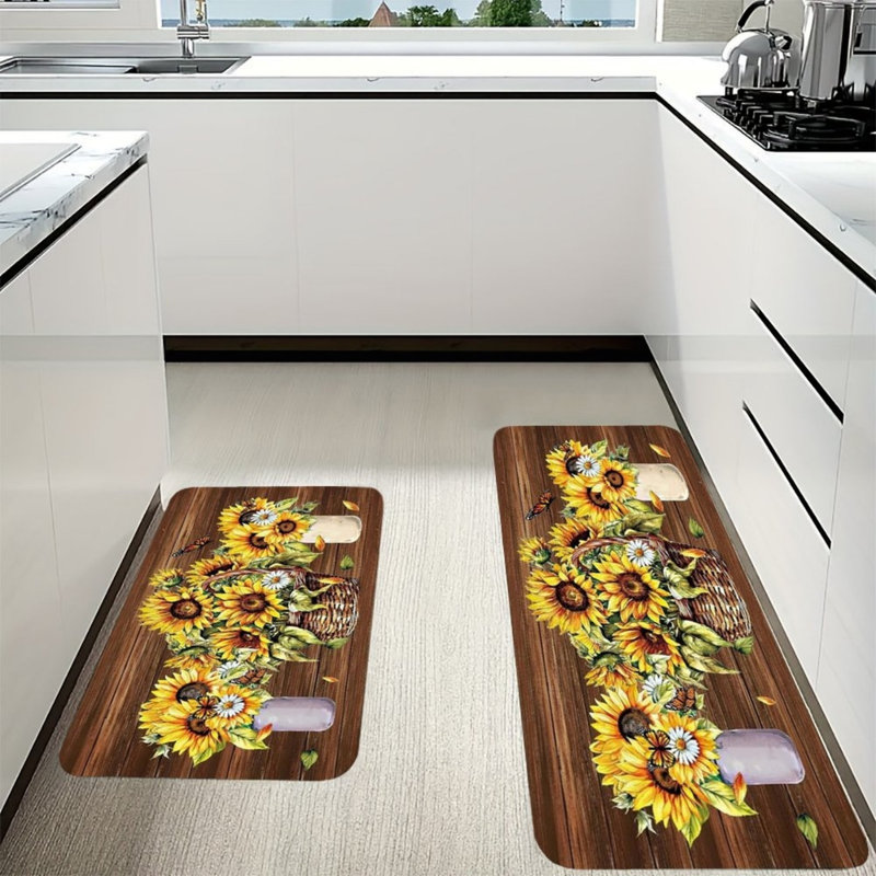 Tapis de cuisine tournesol et papillon