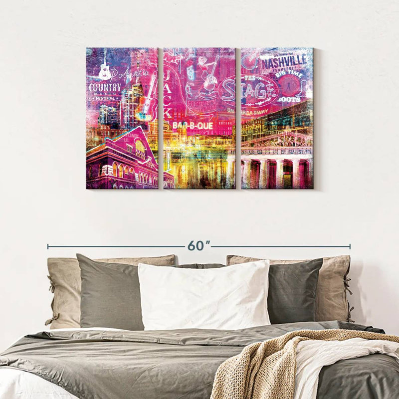 Ensemble de 3 pièces grunge Nashville, H 28 po x l 45 po x P 1,25 po
