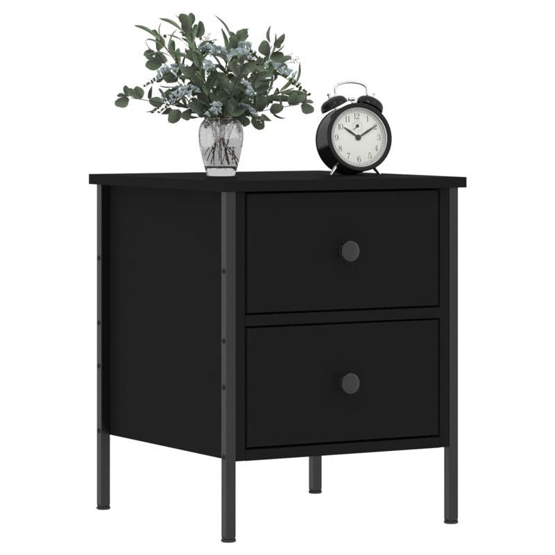 Alius Iron Bedside Table, Black, Individual