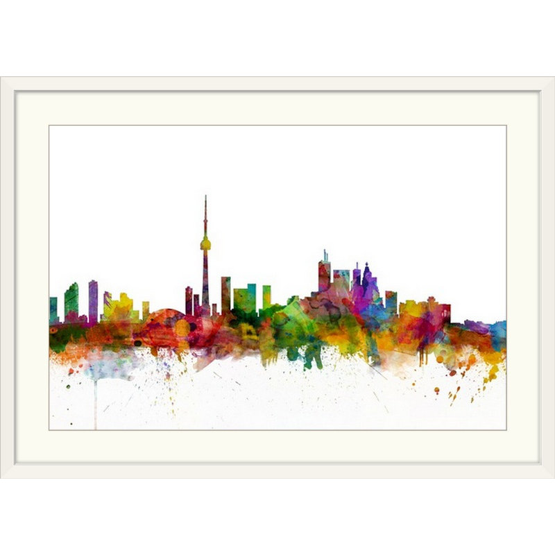 «Toronto Canada Skyline» par Francy, impression, Cadre blanc, H 20 po x l 26 po x P 1 po