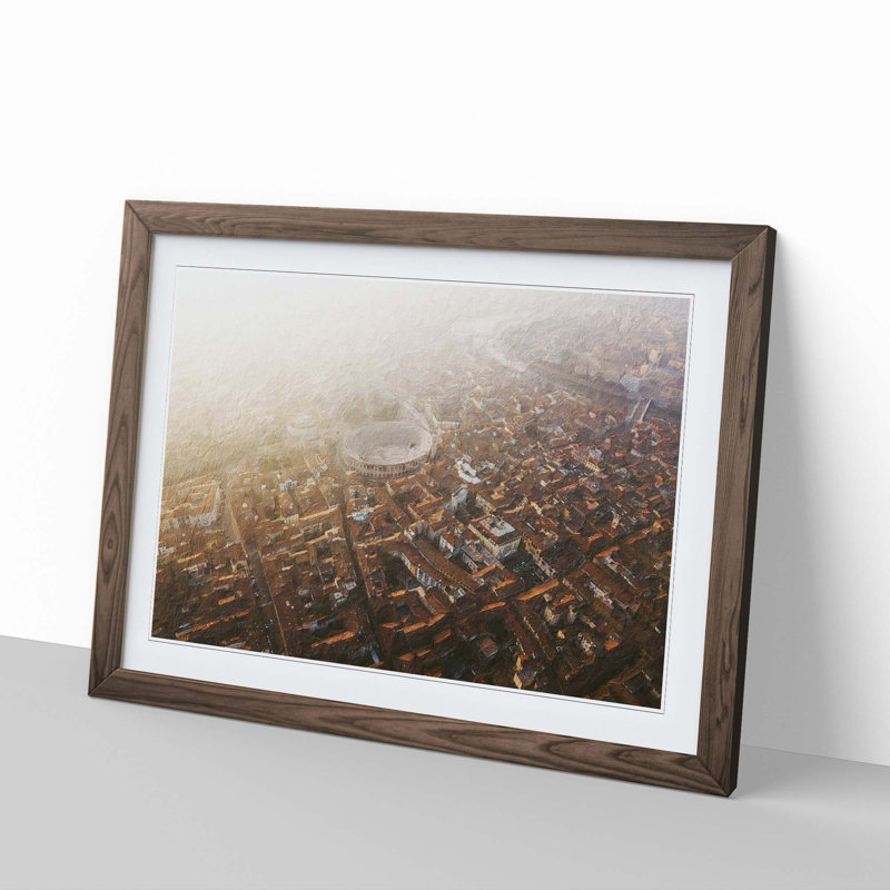 Arena Di Verona In Italy - Single Picture Frame Painting, 33cm H x 45cm W x 2cm D, Walnut Framed
