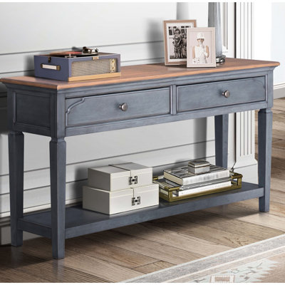 Bureau de 60 po en velours côtelé bleu, sans assemblage. 2 tiroirs, 1 tablette. Fabriqué avec des solides en caoutchouc et des placages de bouleau, table de 60 po, finition, assemblage requis. Deux tiroirs, une tablette