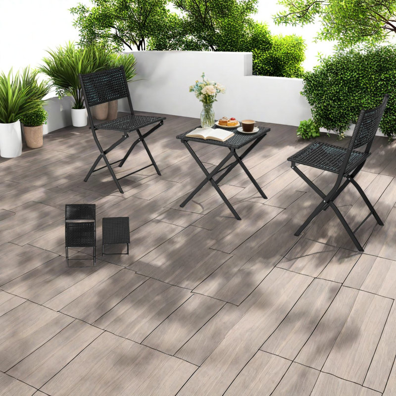 Portable Patio Dining Sets, Steel Rattan Modern Bistro For Balcony Patio