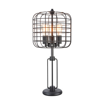6"H Black Industrial Wire Cage Table Lamp W/ Edison Bulb (1Pcs/Cnt)(2.96/14.43)
