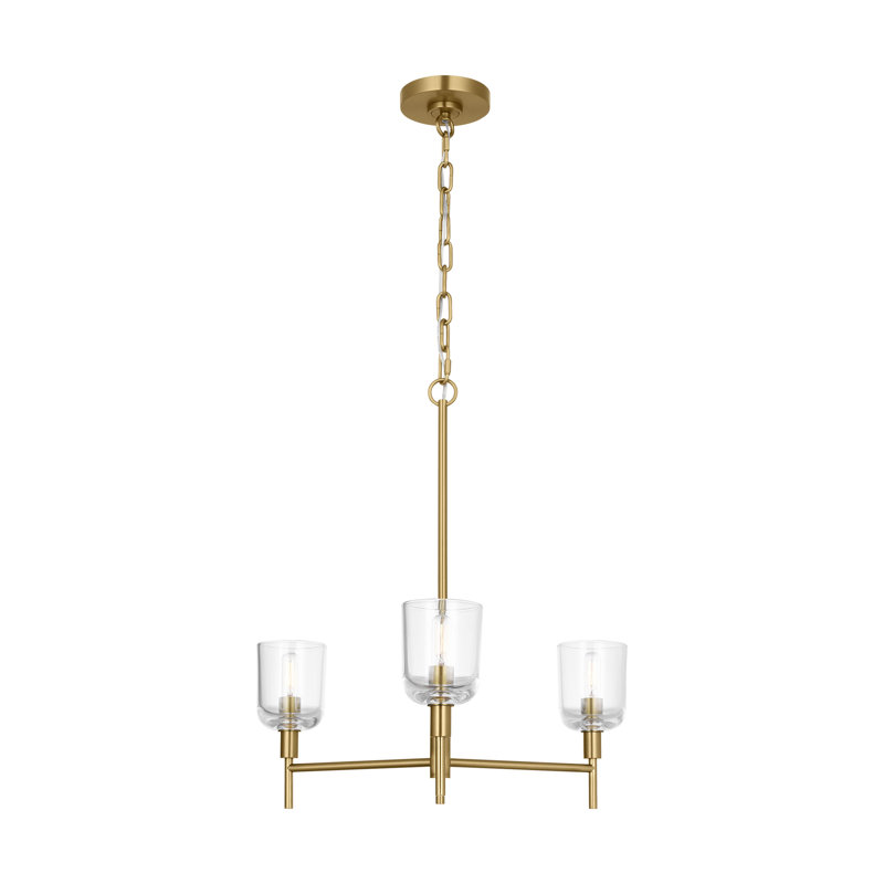 Lustre de salle à manger avec abat-jour transparent Thom Filicia Coury Light, H 23,5 po x l 24 po x P 24 po, Bronze brillant