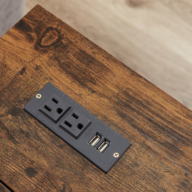 2- Drawer End Table and Built-In Outlets