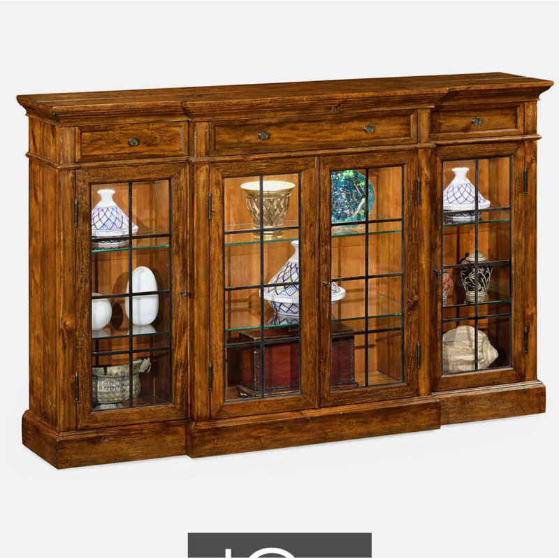 Casually Country Lighted China Cabinet, Country Farmhouse Walnut