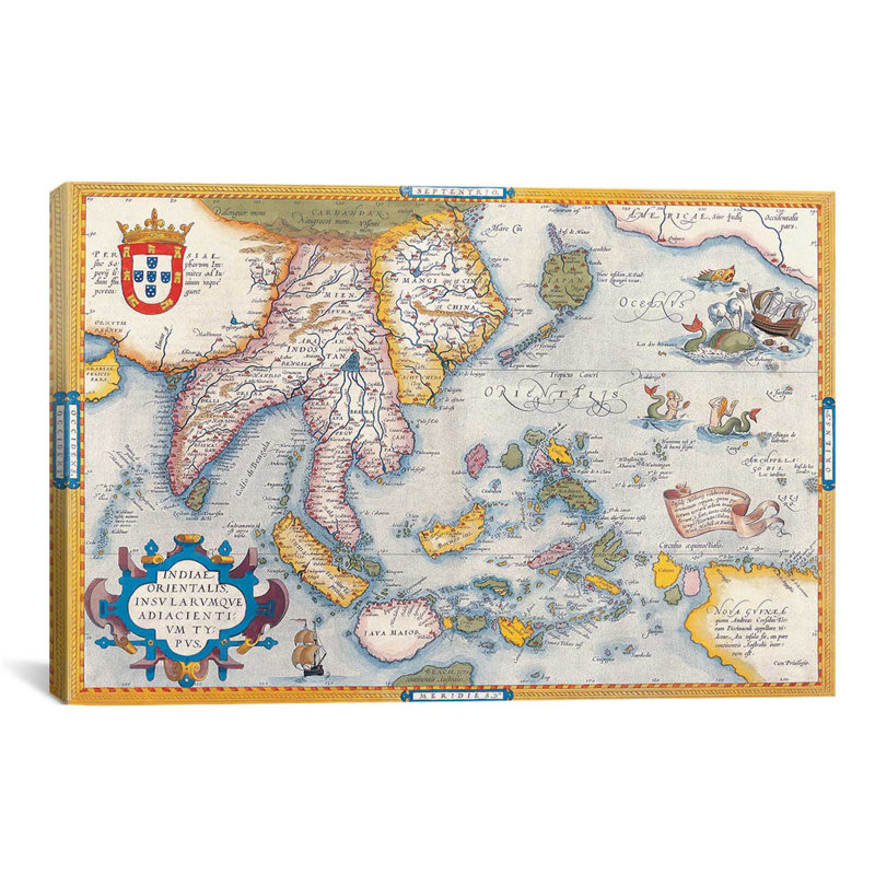 Antique Map East Asia, impression sur toile, H 12 po x l 18 po x P 1,5 po, Pas de tapis, Toile tendue