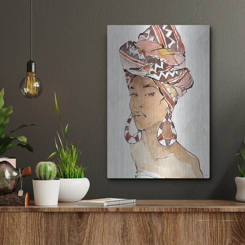 «African Flair 6» par Anne Tavoletti, art mural en métal, H 16 po x l 12 po
