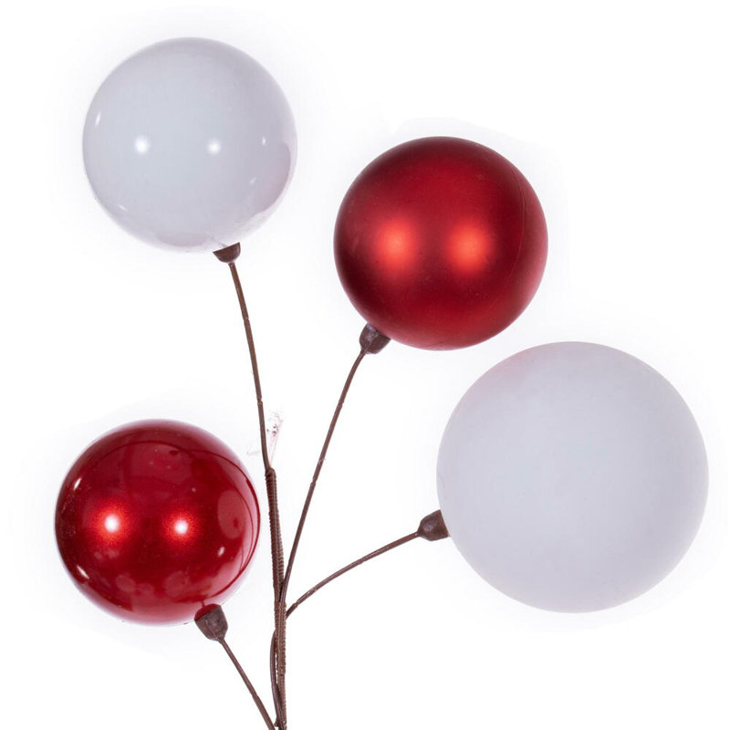 Vickerman 6' Ball Branch Garland, White/Red