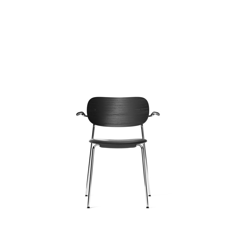 Co Upholstered Arm Chair, Bouclé 02 Acrylic, Dark Stained Oak, Chrome