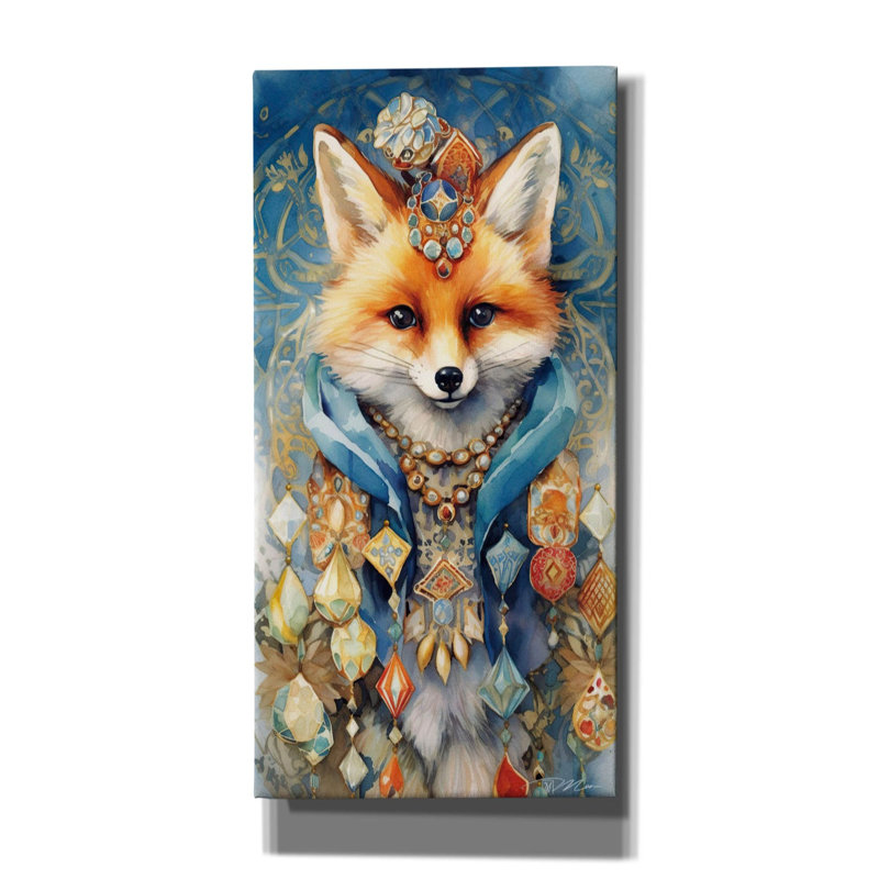 «Treasure-Keepers Fox 2» par Momart, art mural sur toile, 20 po x 40 po, H 24 po x l 12 po x P 0,75 po