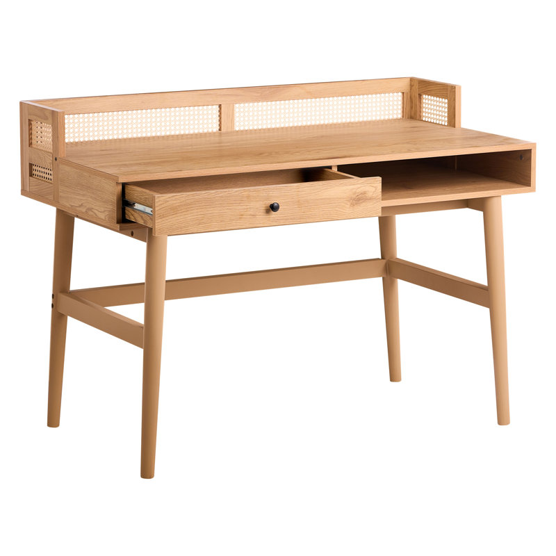 NOVEN Wicker / Rattan and MDF Solid Wood Secretary Desk