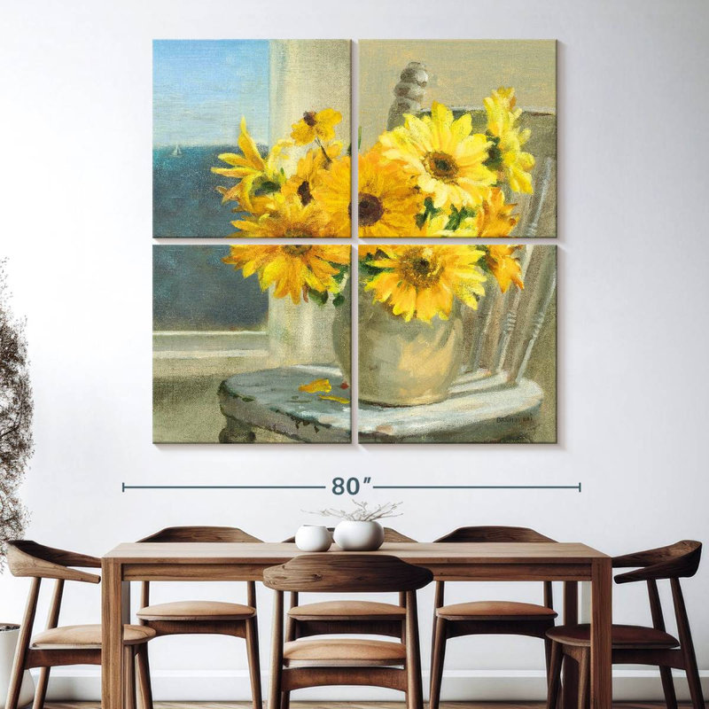 Harnek tournesols au bord de la mer, H 74 po x l 74 po