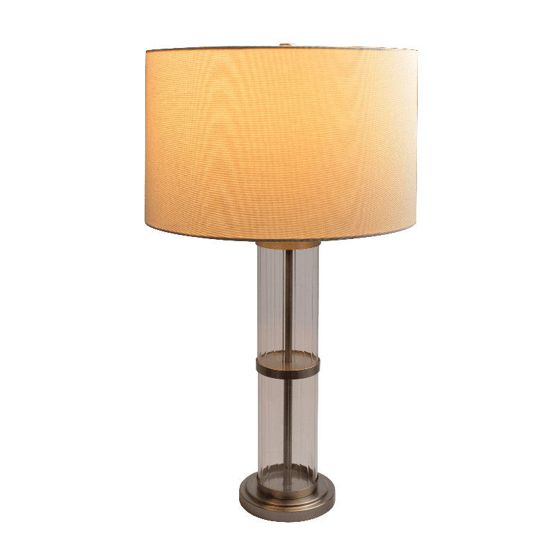Echo Brushed Nickel Table Lamp with On/Off Switch Clear Glass Body Metal Base