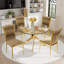 Glass Round Dining Table Set with Luxury Velvet Upholstered Dining Chairs-1445209769-1459947682-1459947681