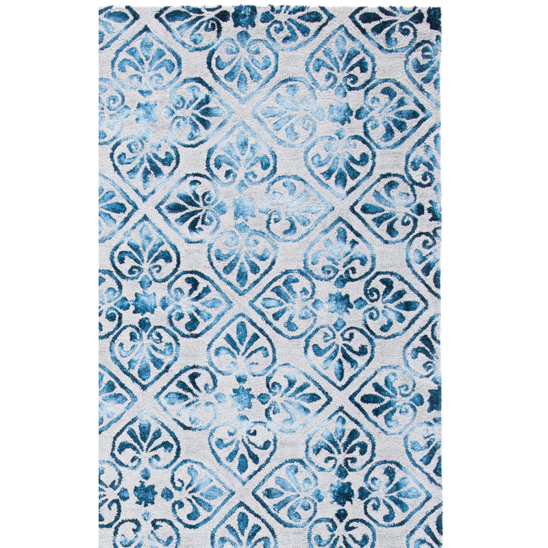 Oakton Hand Tufted Wool Floral Rug, Rectangle 5' x 8'
