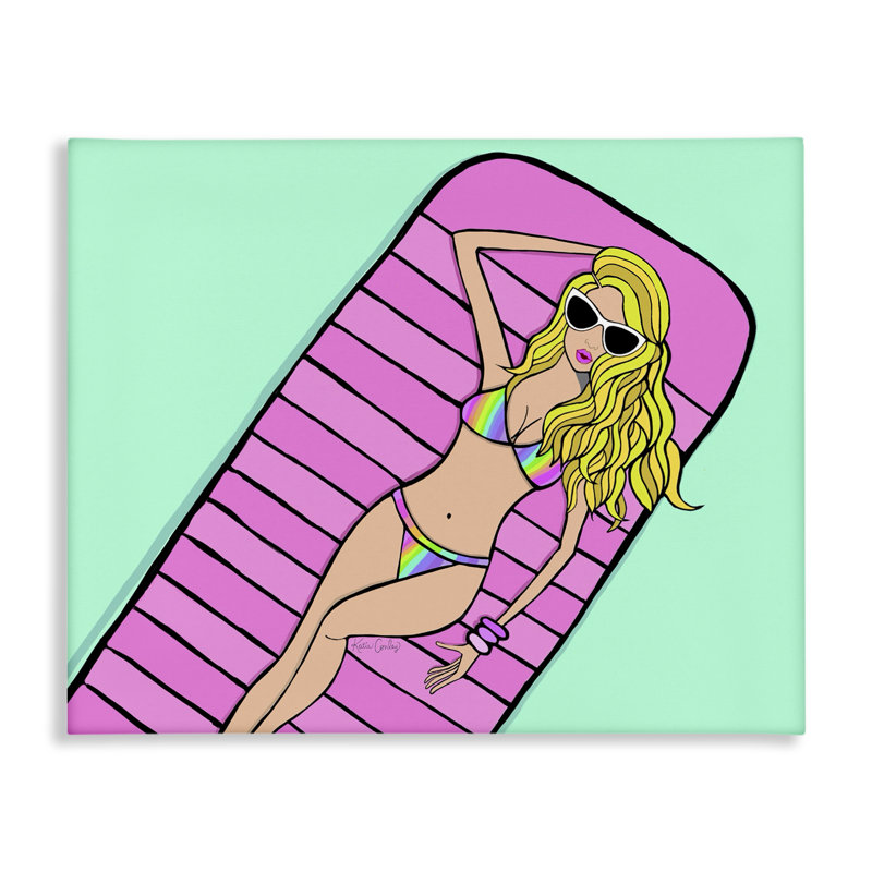 «Trendy Girl on Pool Float», conception par Katie Conley, H 16 po x l 20 po
