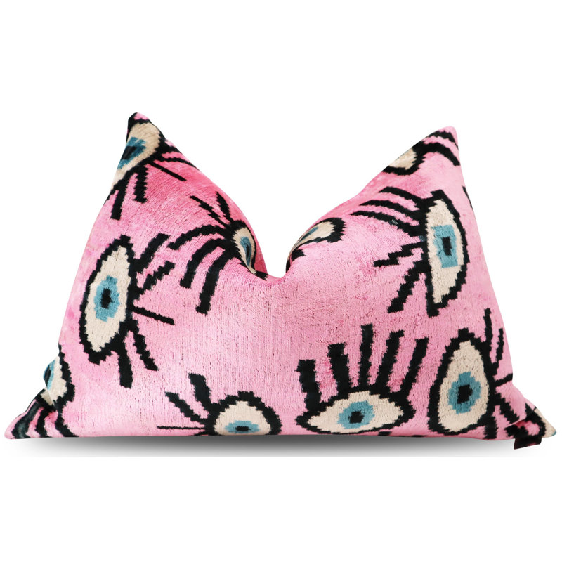 Coussin décoratif géométrique, Rose, 16 po x 24 po, Rectangulaire