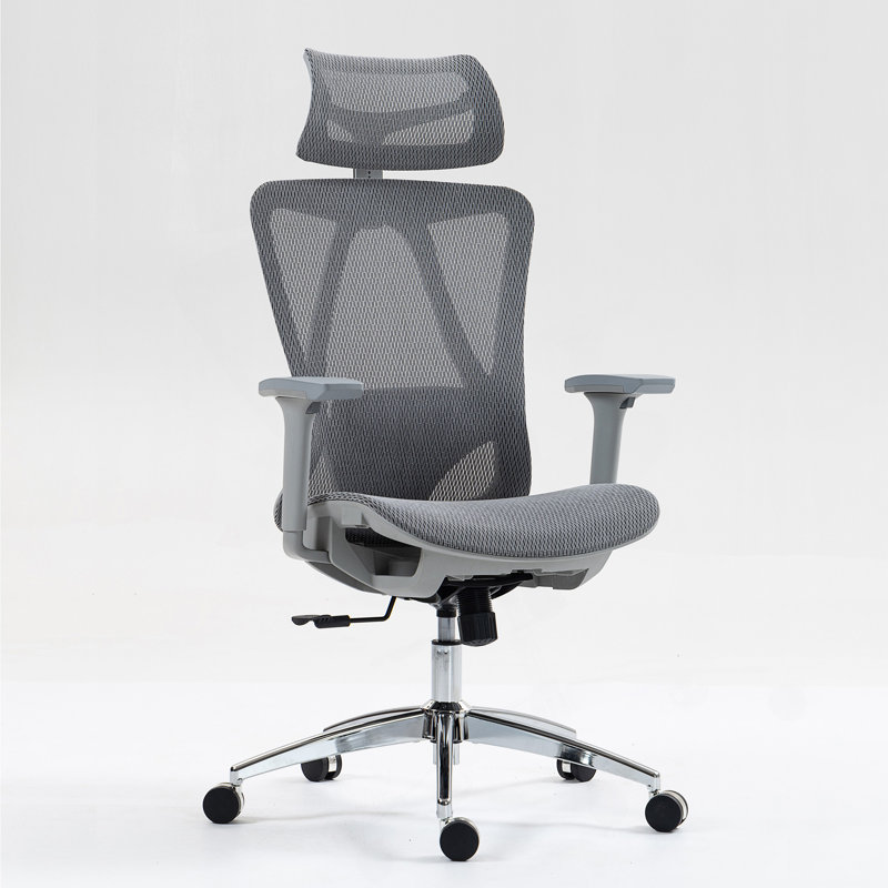 High Back Mesh Office Chair, Gray, Silver
