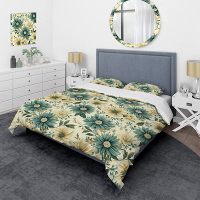 Literie rétro vert et beige Dahlia I