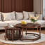 Table basse ronde emboîtable avec portes décoratives en verre en forme de bambou, pieds rétro perlés et espace de rangement