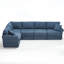 Canapé modulaire en L 5 places avec dossier rembourré et rembourrage en mousse bleu foncé-437710651