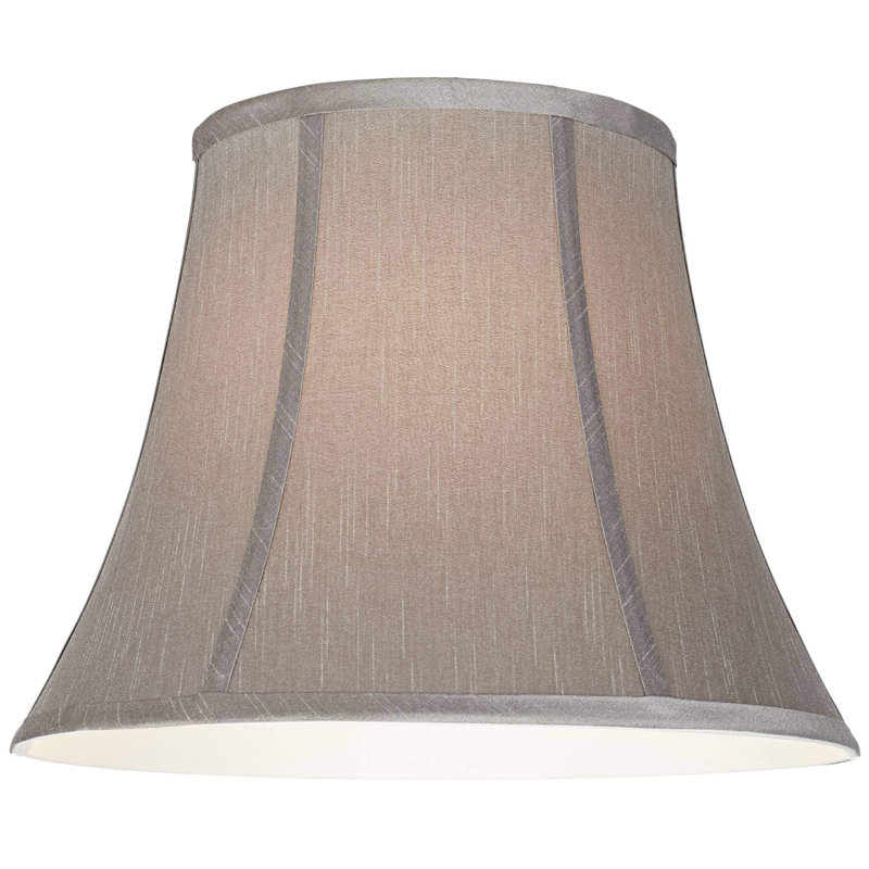 Pewter Medium Bell Lamp Shade 8" Top X 14" Bottom X 11" Slant X 10.5" High (Spider) Replacement With Harp And Finial - Springcrest