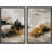 Bold Neutral Abstract Artwork with Black and Ochre Forms, Living Room Pictures, Framed Canvas Giclee Print Wall Art-562263108-562263111
