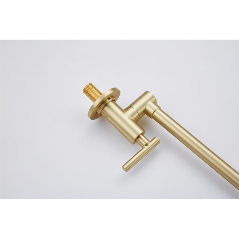 Wall Mount Folding Kitchen Pot Filler Faucet, Brushed Gold