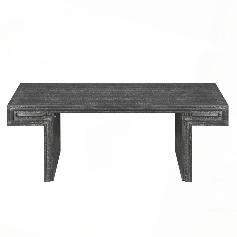Wood Texture Rectangular Coffee Table, Antique Black