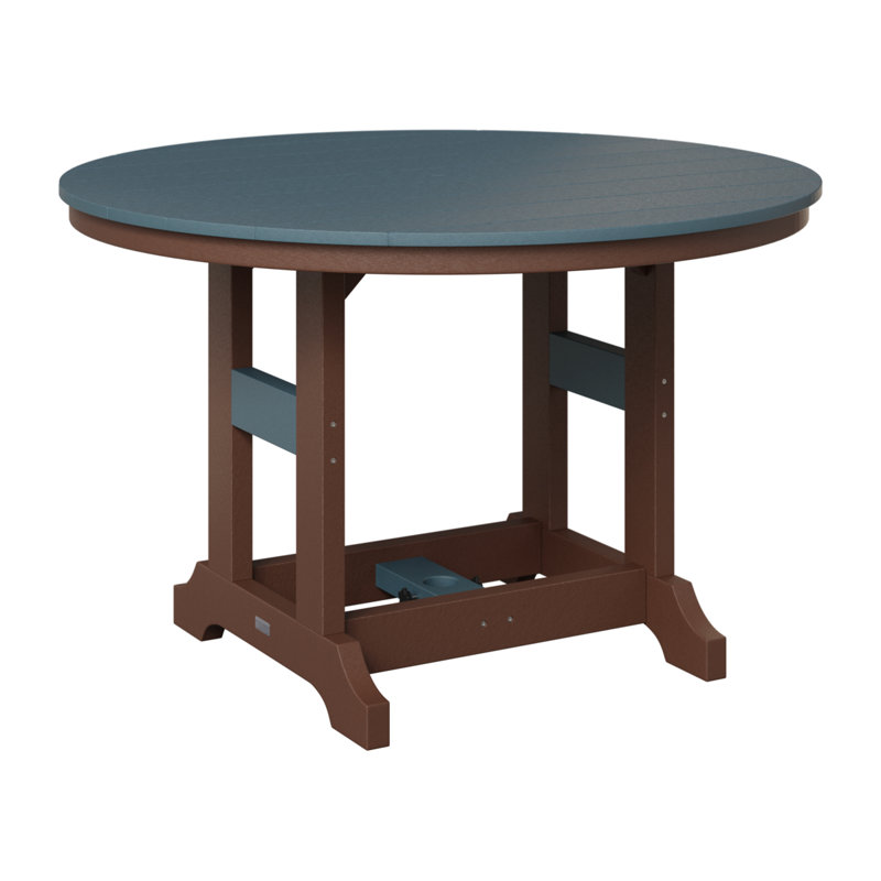 Garden Classic Outdoor Round Bar Table, Slate, Chocolate Brown